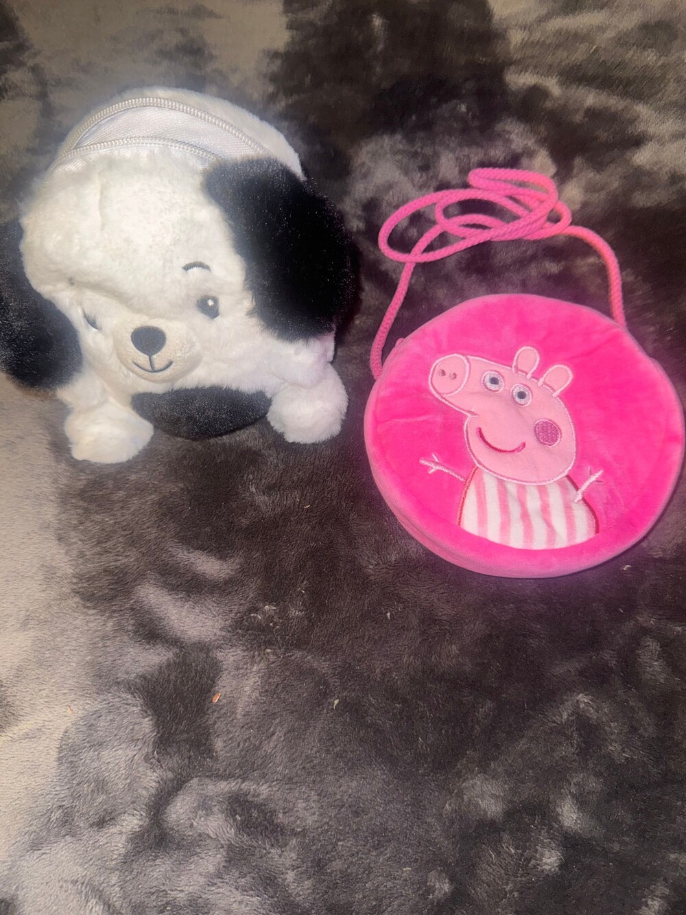Peppa Pig Plush Bag Pink Adjustable Strap Round Kids Purse